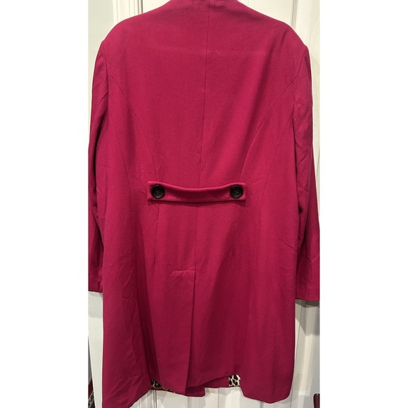 J Peterman Third Act Magenta Wool Blend Coat Size 18 Leopard Print Lined Preppy - Picture 7 of 15